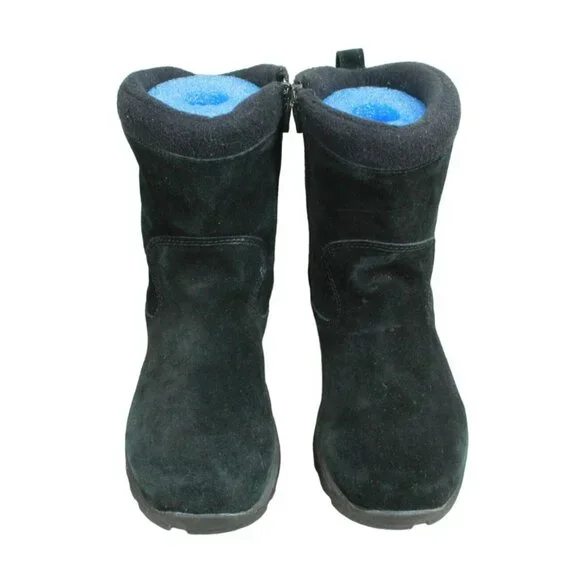 LL Bean Black Suede Pull On Side Zip Insulated Mid Calf Winter Boots Size 7 M - Picture 4 of 9